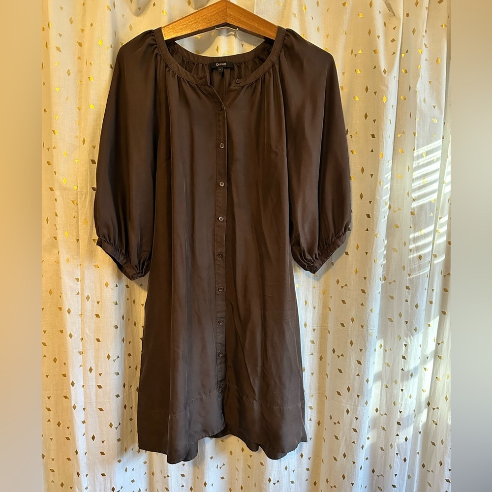 Quince Chocolate Brown Button-Front Tunic